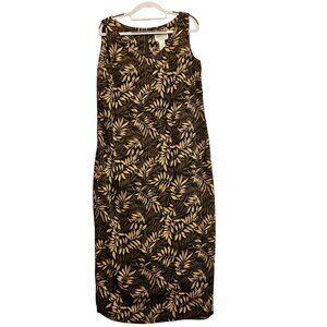 Studio I Petite Maxi Dress Womens 16P Black Brown muumuu sheath sleeveless zip